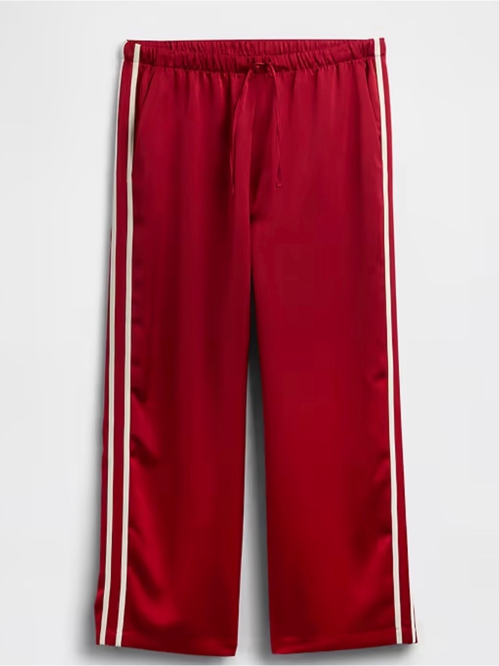 GAP Women's Satin Straight Leg Red Pants with White Stripes- Small Tall